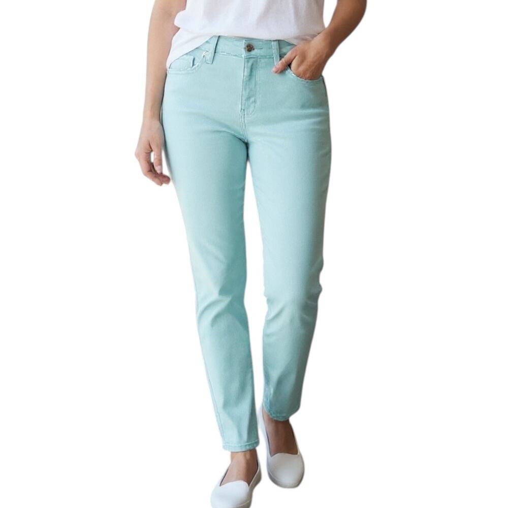 Talbots Slim Ankle Jean 16W Cool Mint Slimming Stretch Preppy Casual Coastal